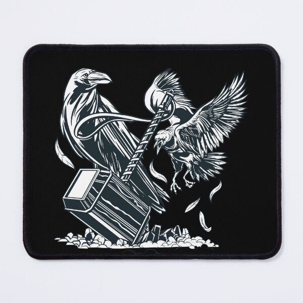 Item preview, Hugin and Munin Odin's ravens with Mjolnir designed and sold by Midgardr.