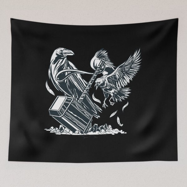 Item preview, Hugin and Munin Odin's ravens with Mjolnir designed and sold by Midgardr.