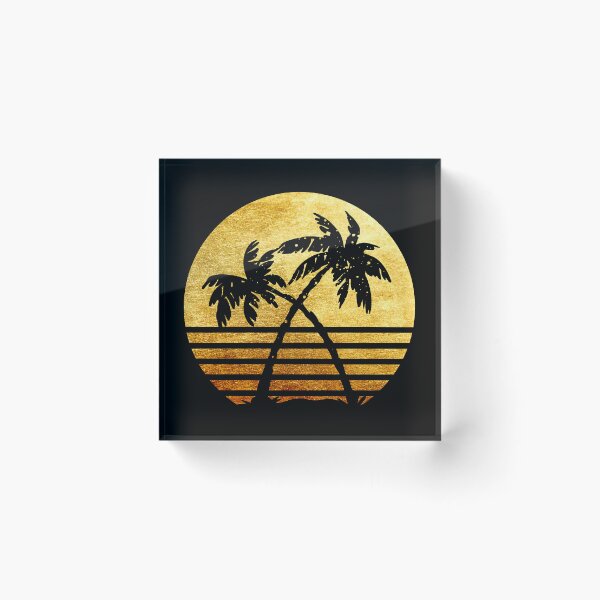 Item preview, Tropical palm trees silhouette with a golden metallic design designed and sold by Zevy-Darling.