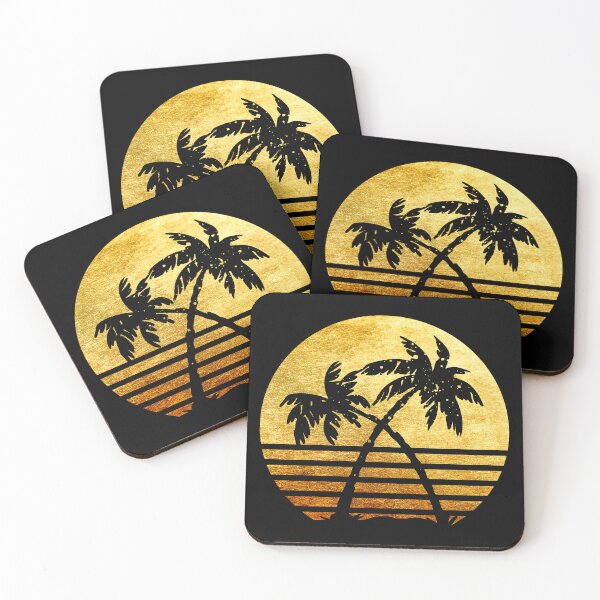 Item preview, Tropical palm trees silhouette with a golden metallic design designed and sold by Zevy-Darling.