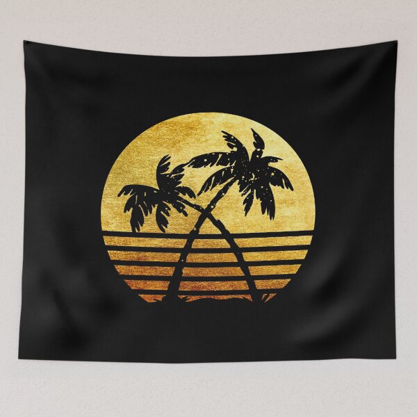 Item preview, Tropical palm trees silhouette with a golden metallic design designed and sold by Zevy-Darling.