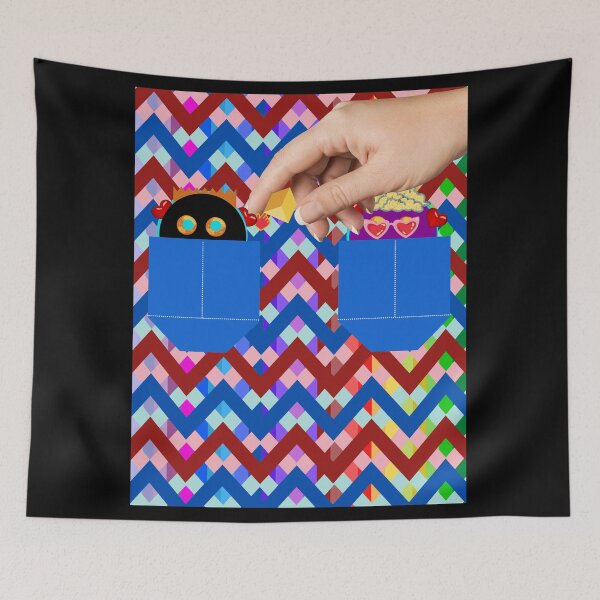 Item preview, Two Kids in Love in the Stripe House, Captured, with a Hand Stealing their Cheese designed and sold by SnarkyTeesMugs.