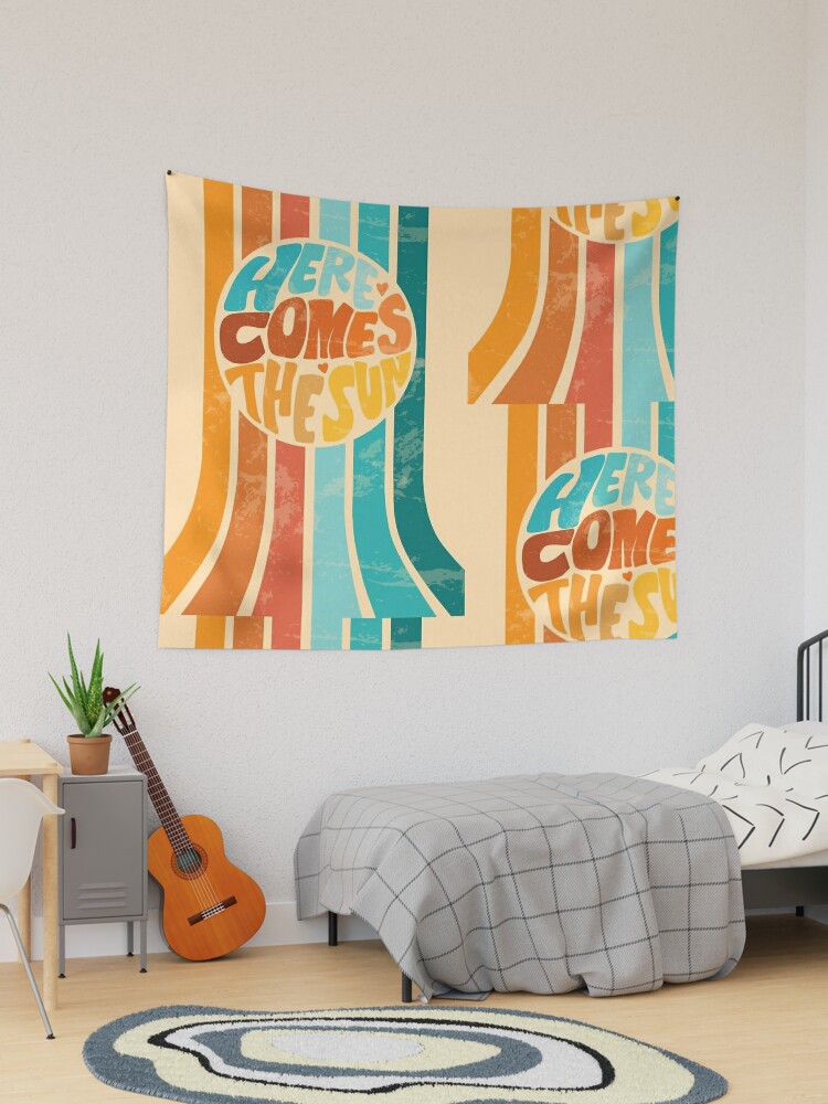 Here Comes the Sun Retro 70s Beatles Art Print Tapestry