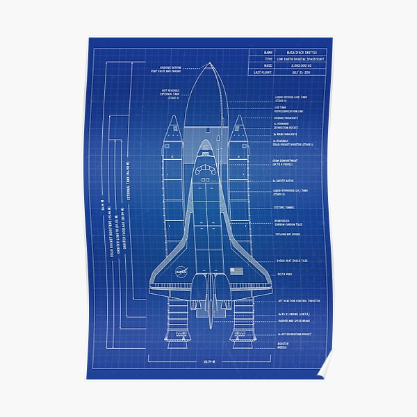 NASA Space Shuttle Blueprint (Blueprint - English) Poster