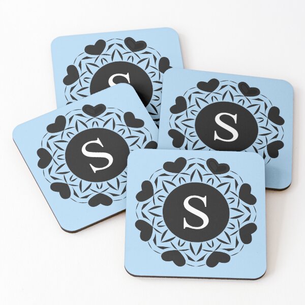 Item preview, The Letter S Circle Monogram with Hearts - Black Design designed and sold by Coop & Company Designs.