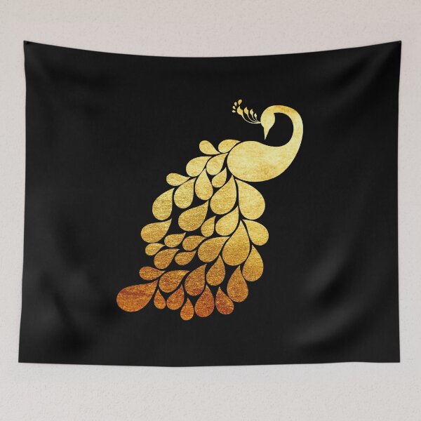 Item preview, golden metallic brushed metal peacock silhouette designed and sold by Zevy-Darling.
