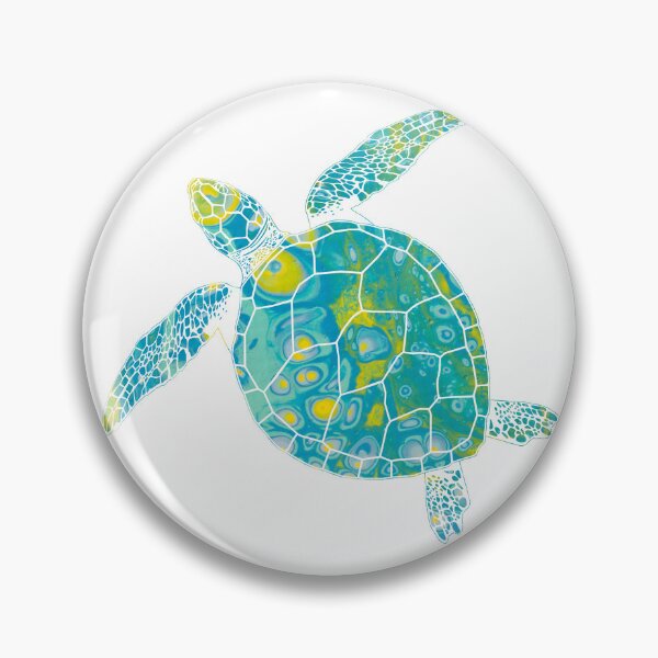 Aperçu de l'œuvre Tortue de mer colorée Aqua, bleu, vert et jaune 3 - Abstrait Minimal Marble Fluid Art Paint Beach Art créée et vendue par MLA-Artwork.