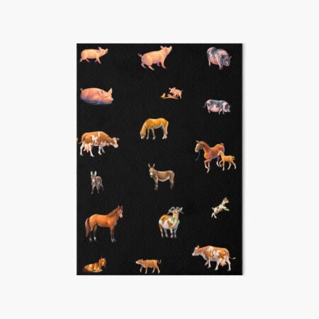 Pigs, cows, horses, goats Art Board Print