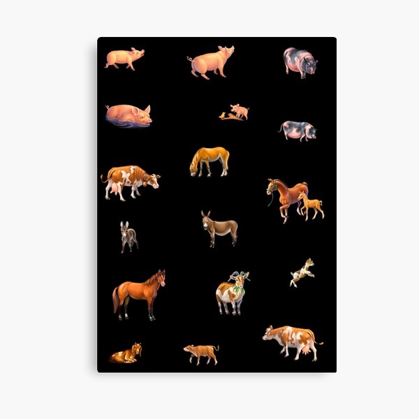 Pigs, cows, horses, goats Canvas Print