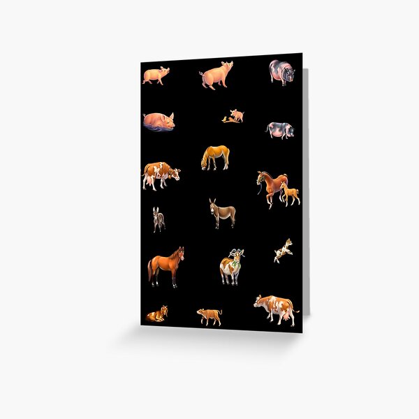 Pigs, cows, horses, goats Greeting Card