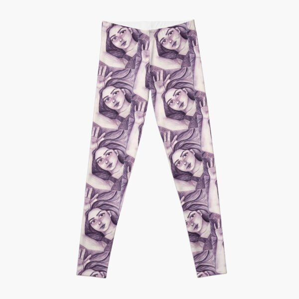 Purple watercolour portrait of woman Leggings