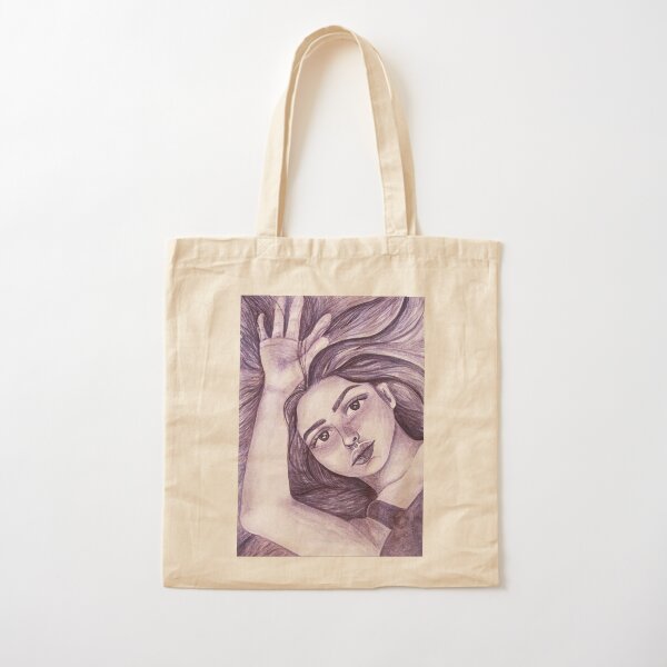 Purple watercolour portrait of woman Cotton Tote Bag
