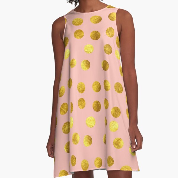 Gold and pink dots A-Line Dress