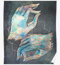 Anahata - heart 'blue hand' chakra mudra Poster