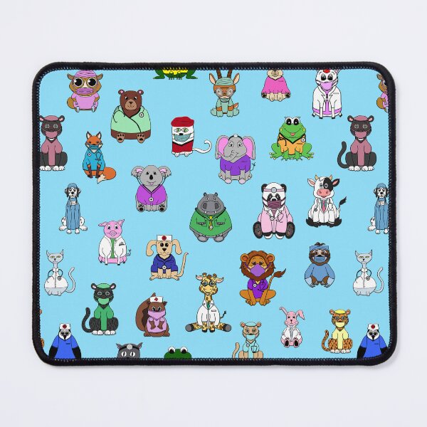 Item preview, Hand Drawn Animals in Medical Scrubs and Lab Coats on a Light Turquoise background designed and sold by MelindaLedsome.