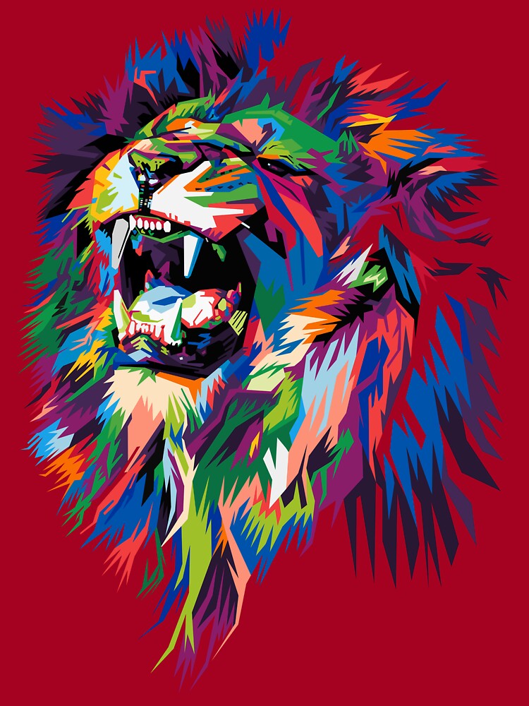 Premium Vector | Colorful lion head illustration