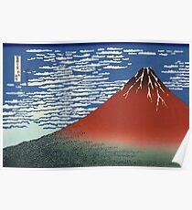 Hokusai Katsushika - Red_Fuji_Southern_Wind_Clear_Morning Poster