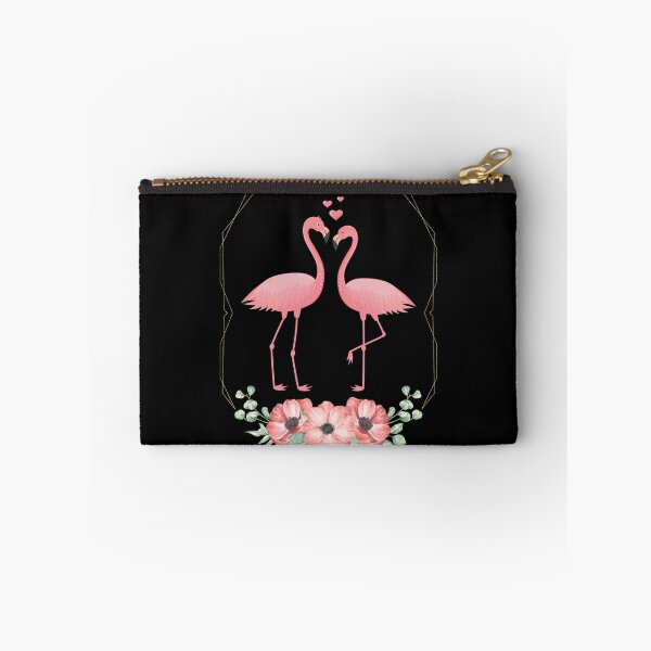 Item preview, Pink Flamingos Love Birds on Black - Gold Framed Design designed and sold by CreativNode.