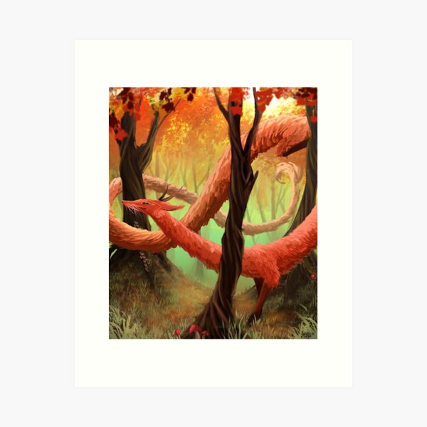 Red Forest Dragon Art Print