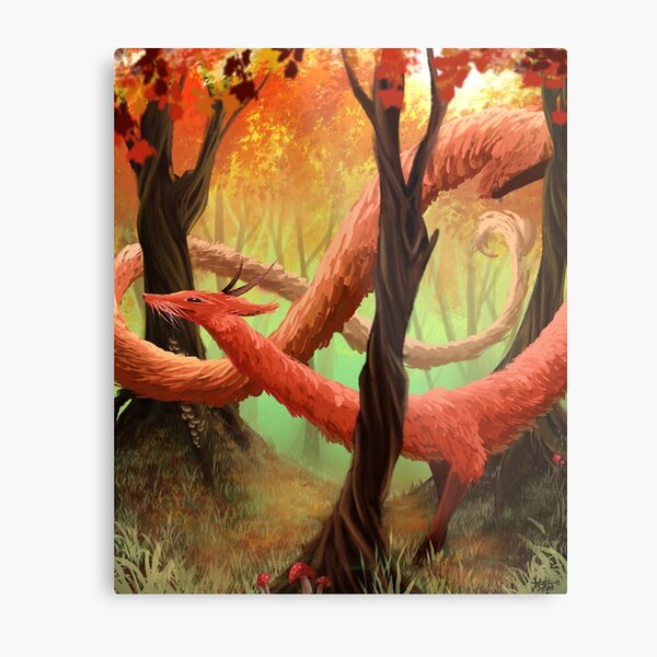 Red Forest Dragon Metal Print