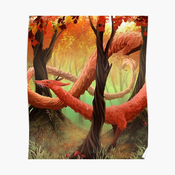 Red Forest Dragon Poster