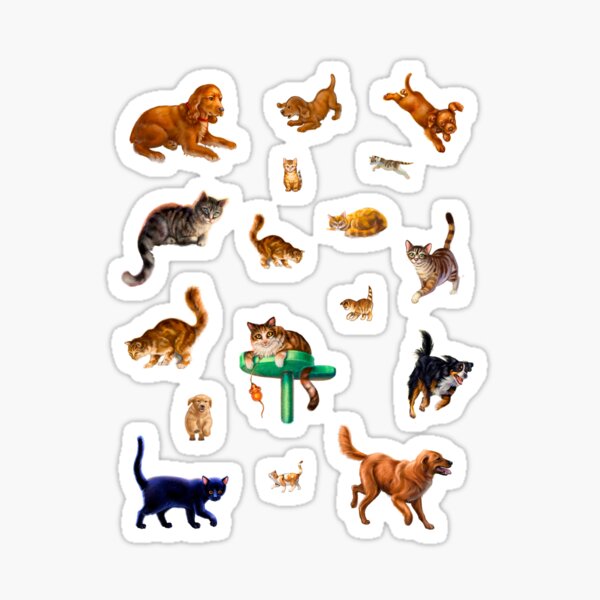 Dogs, puppies and cat stickers Sticker