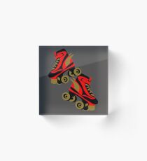 Cool golden roller skates Roller Derby Acrylic Block