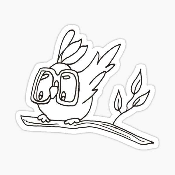 Item preview, Fun bird wearing glasses, just line designed and sold by Paralaxe.