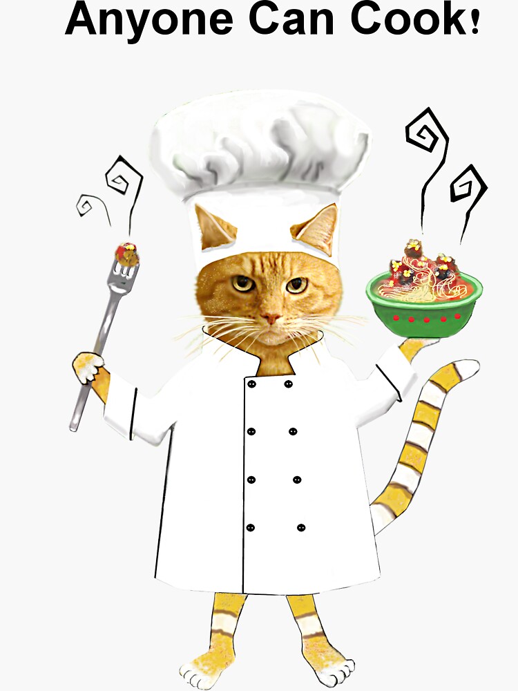 "Anyone Can Cook! — Black Type" Sticker by BeastieMoon Redbubble