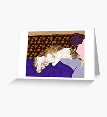 Sleeping Indigo Kitty Greeting Card