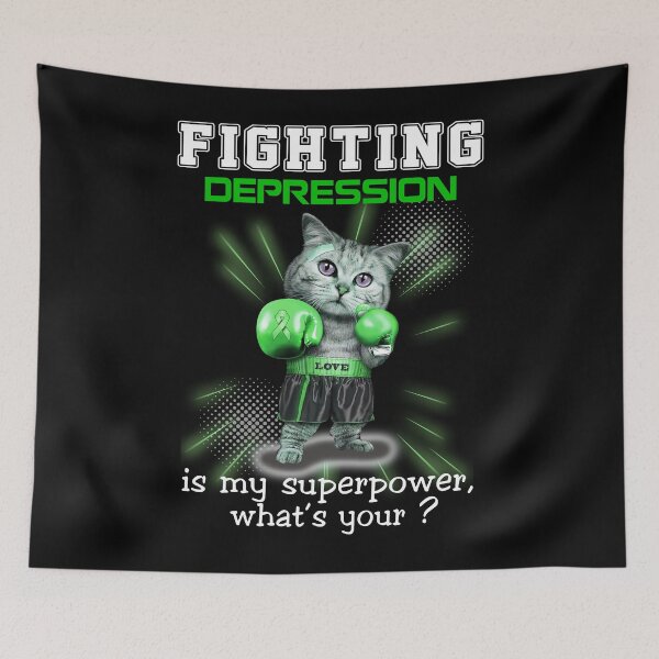 Item preview, Funny Cat Fighting Depression Is My Superpower What's Your designed and sold by Kohend.