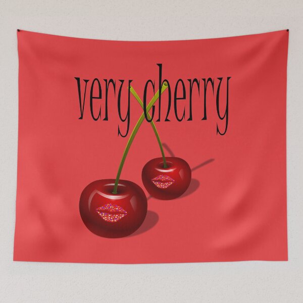 Item preview, Very Cherry - Lippy Cherries on a Red Background  designed and sold by CONTRAPINK.