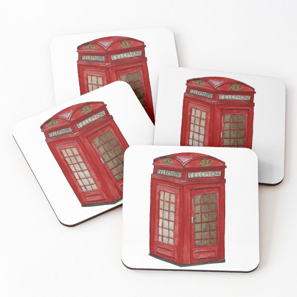 Item preview, Watercolor British Telephone Booth Illustration designed and sold by Malu-Iriarte.