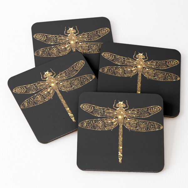 Item preview, fancy gold glitter dragonfly designed and sold by Zevy-Darling.