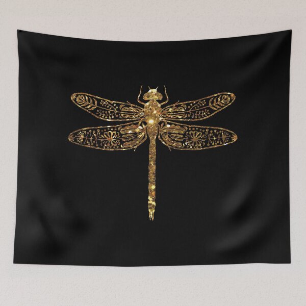 Item preview, fancy gold glitter dragonfly designed and sold by Zevy-Darling.