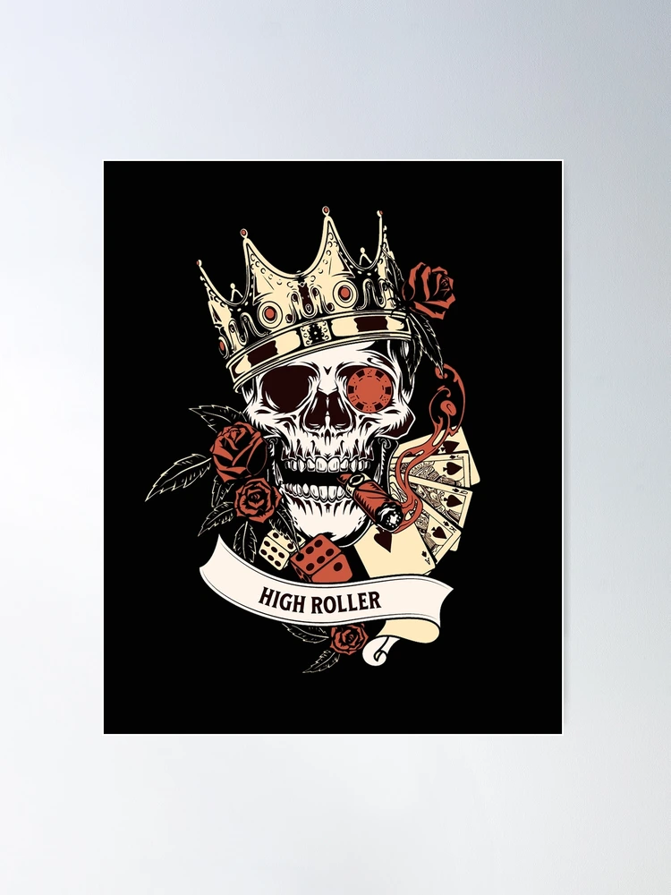 Skull Crown Dice Cards Chips Gambling High Roller Casino