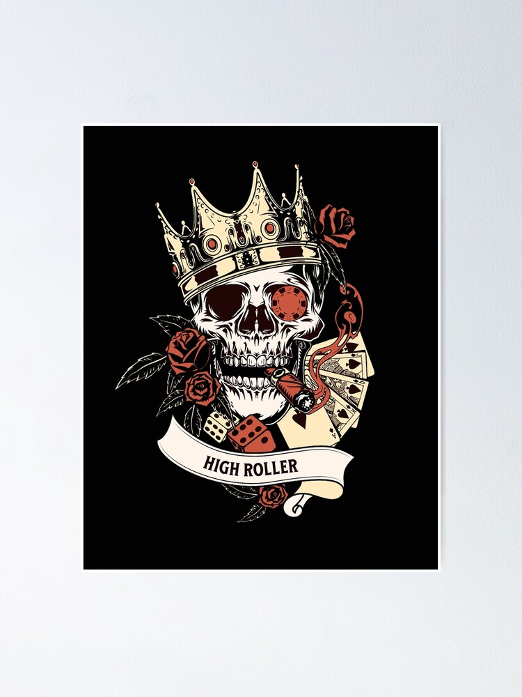 Skull Crown Dice Cards Chips Gambling High Roller Casino