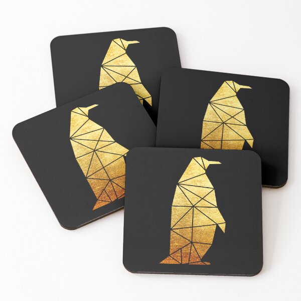 Item preview, gold metallic geometric penguin designed and sold by Zevy-Darling.