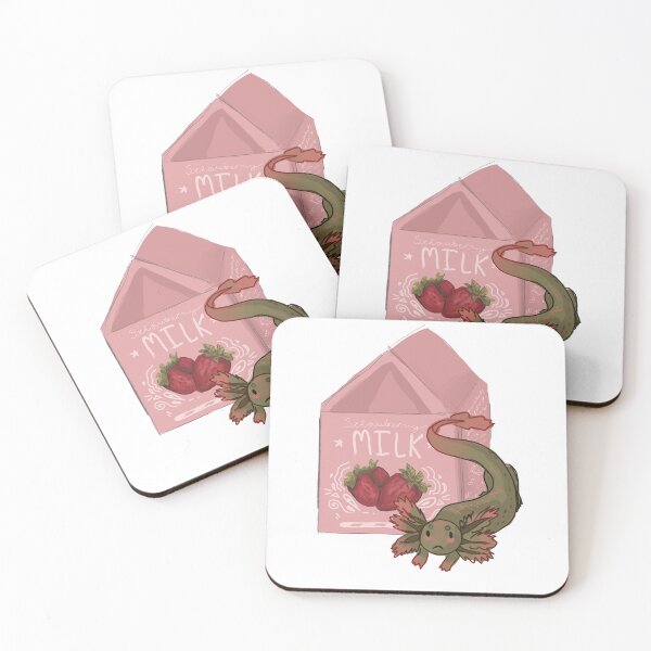 Item preview, cute axolotl strawberry milk pattern designed and sold by HibiscusHeron.