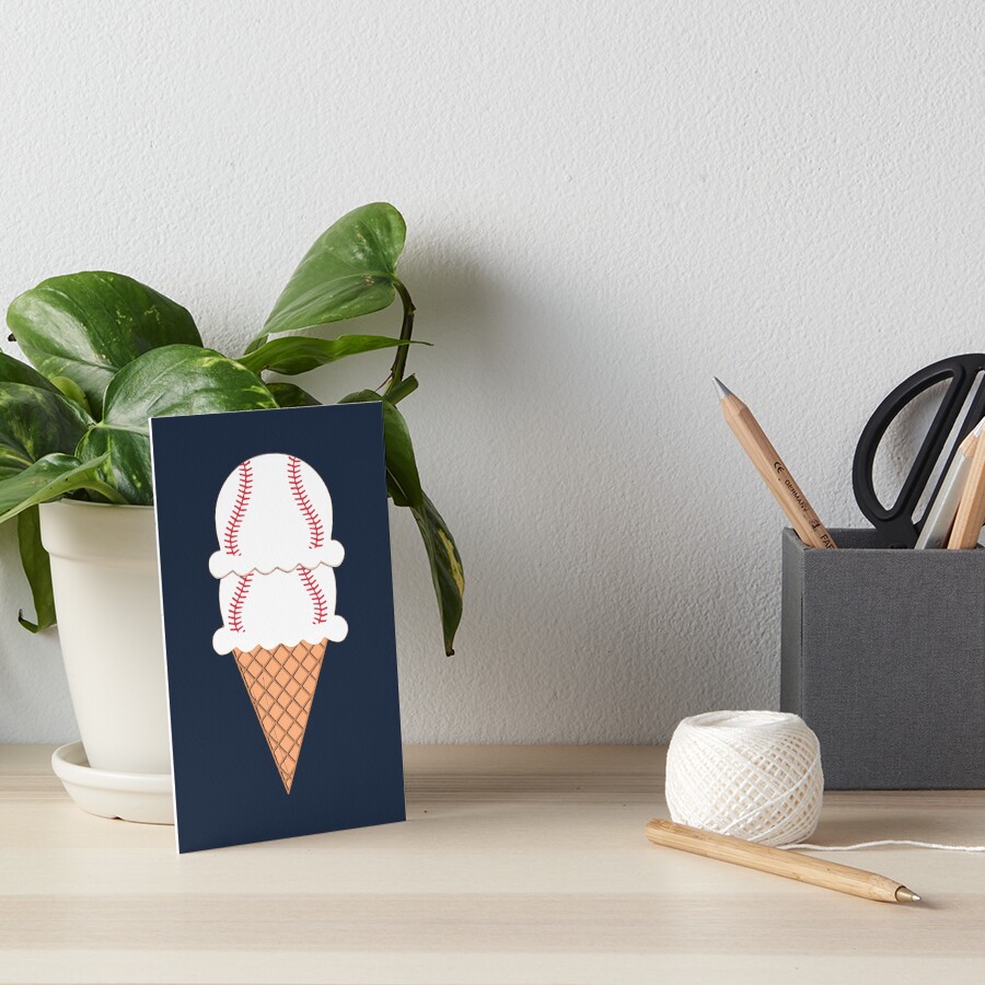 "Baseball Ice Cream Cone" Art Board Print for Sale by WillcoPress