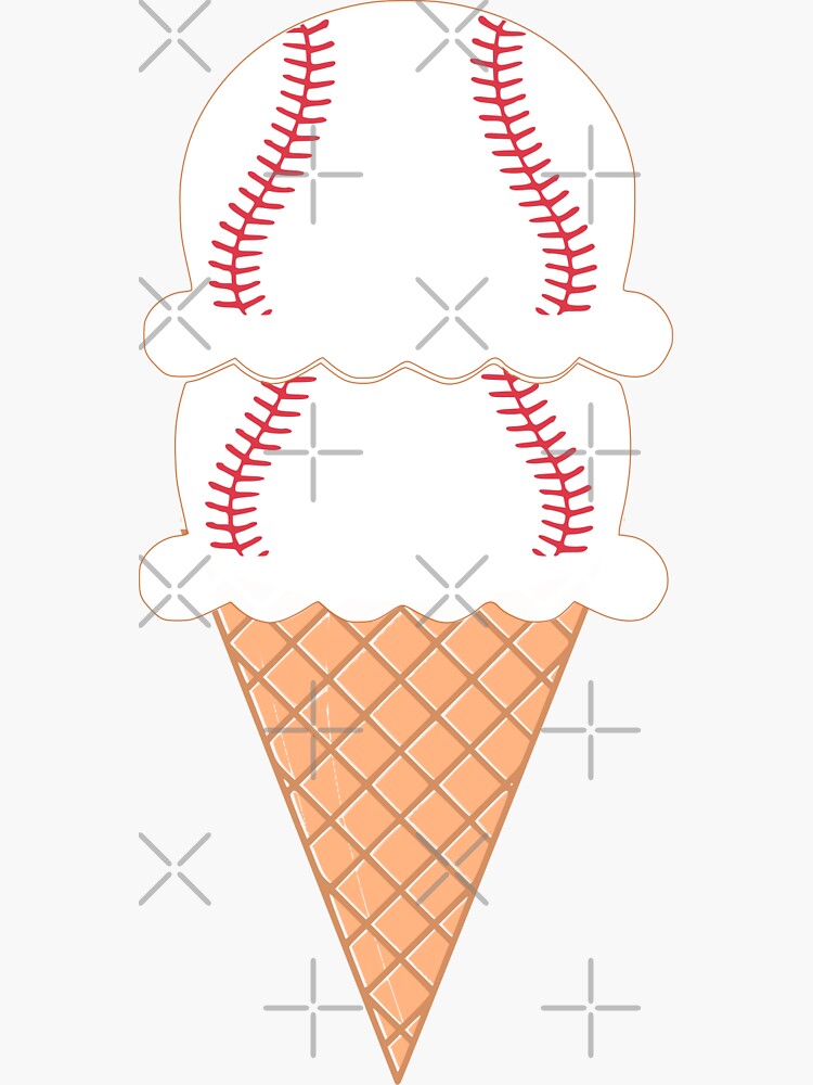 "Baseball Ice Cream Cone" Sticker by WillcoPress Redbubble