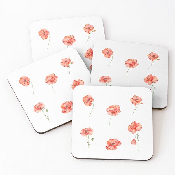 Artikelvorschau, Aquarell Pastell rote Mohnblumen entworfen und verkauft von silviaol.