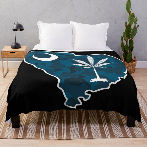 Item preview, Blue Camo South Carolina State Flag Stoner Parody-Marijuana Leaf-White Outline  designed and sold by YomeHayin.
