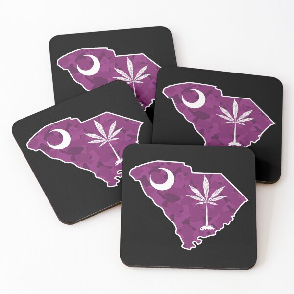 Item preview, Hot pink Camo South Carolina State Flag Stoner Parody-Marijuana Leaf-White Outline  designed and sold by YomeHayin.
