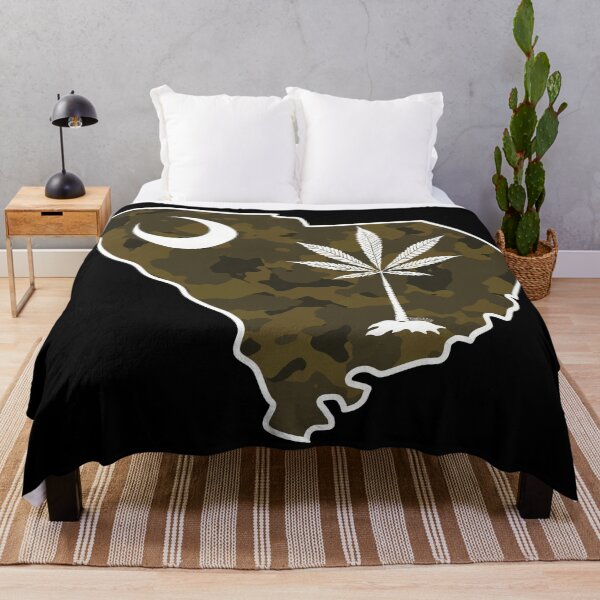 Item preview, Camo South Carolina State Flag Stoner Parody-Marijuana Leaf-White Outline designed and sold by YomeHayin.