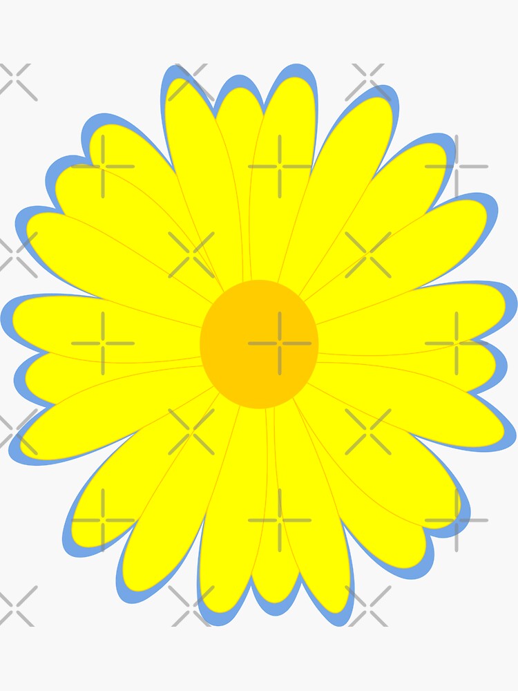 "Floral of Small Yellow Gerberas on Baby Blue Background" Sticker for
