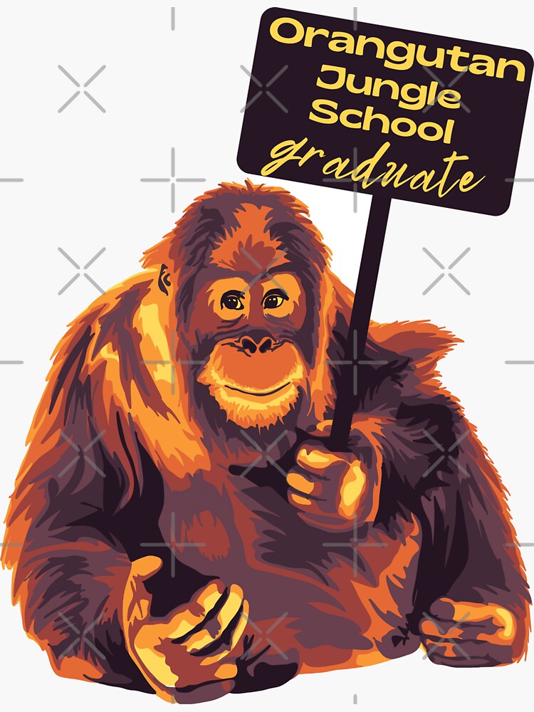 Thumbnail 3 of 3, Sticker, Orangutan Jungle School Graduate designed and sold by unhingedheather.