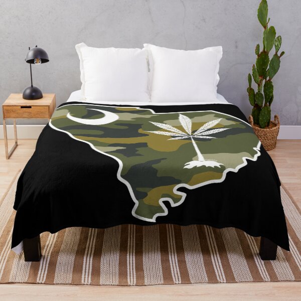 Item preview, Light Camo South Carolina State Flag Stoner Parody-Marijuana Leaf-White Outline designed and sold by YomeHayin.