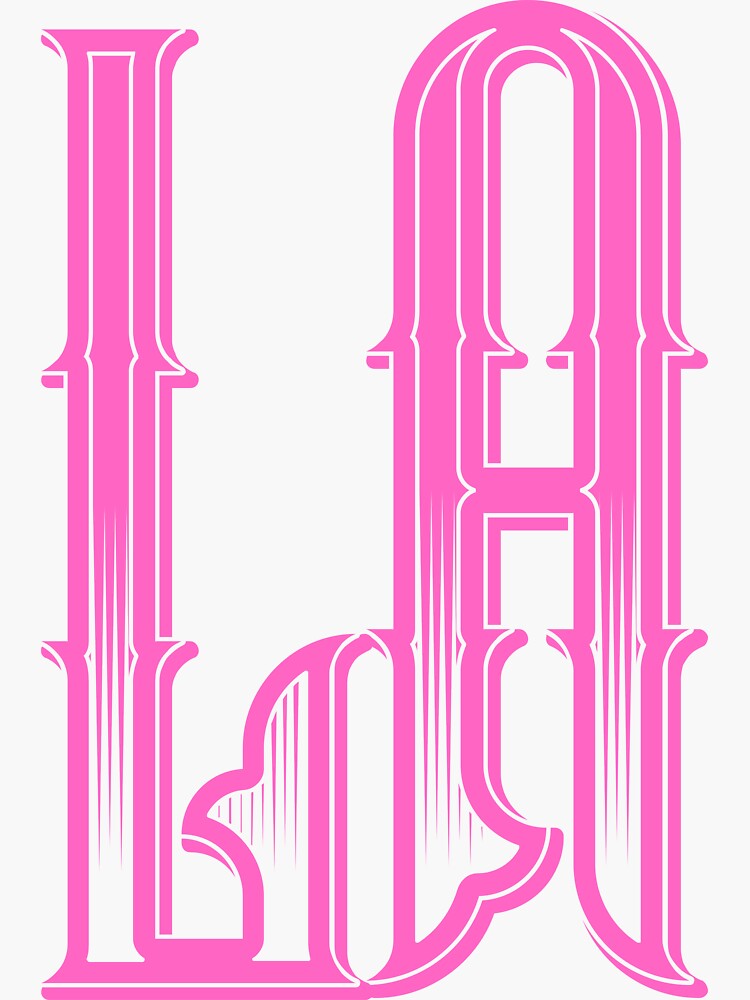 LA, Los Angeles, California Tattoo Pink Lettering Sticker for