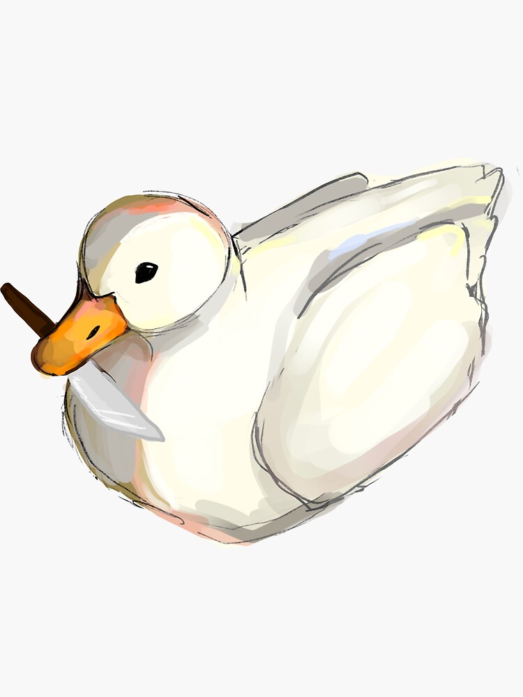 "cute duck with butter knife graphic " Sticker by HibiscusHeron Redbubble